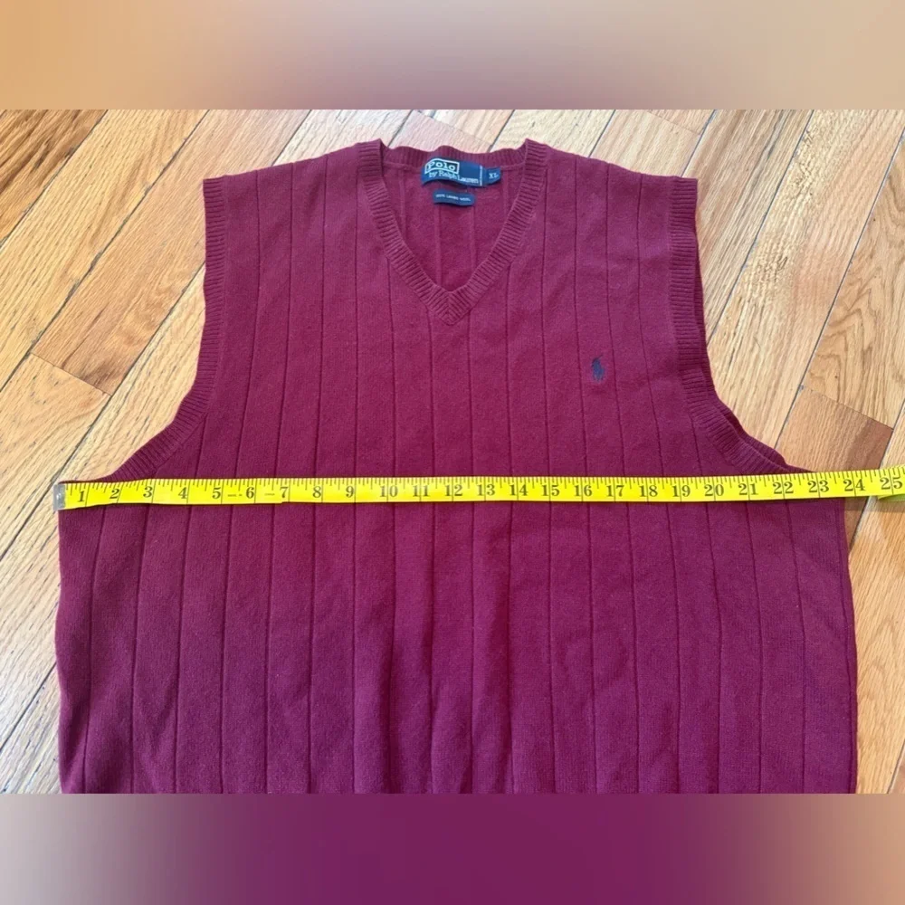 Vintage Polo Ralph Lauren 100% Lambs Wool Sweater Vest Men’s Size XL Burgundy